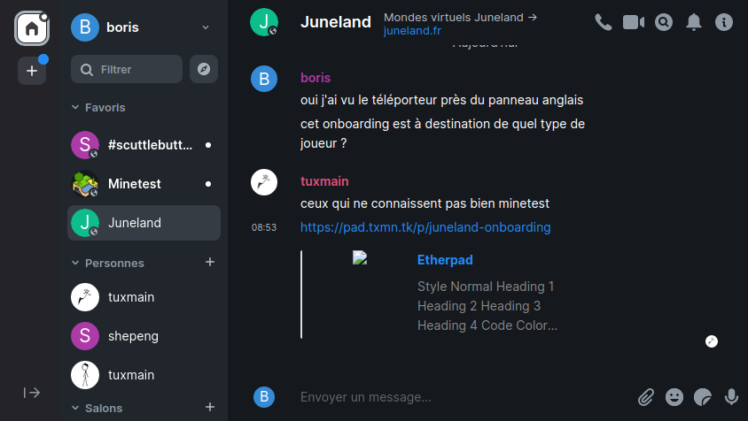 Discuter avec les gens dans notre salon Matrix