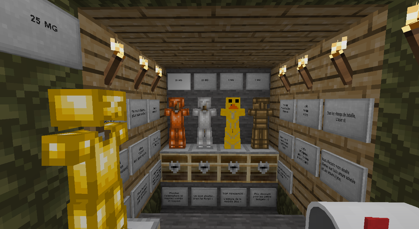 Acheter de l'équipement dans dans Minetest / Minecraft